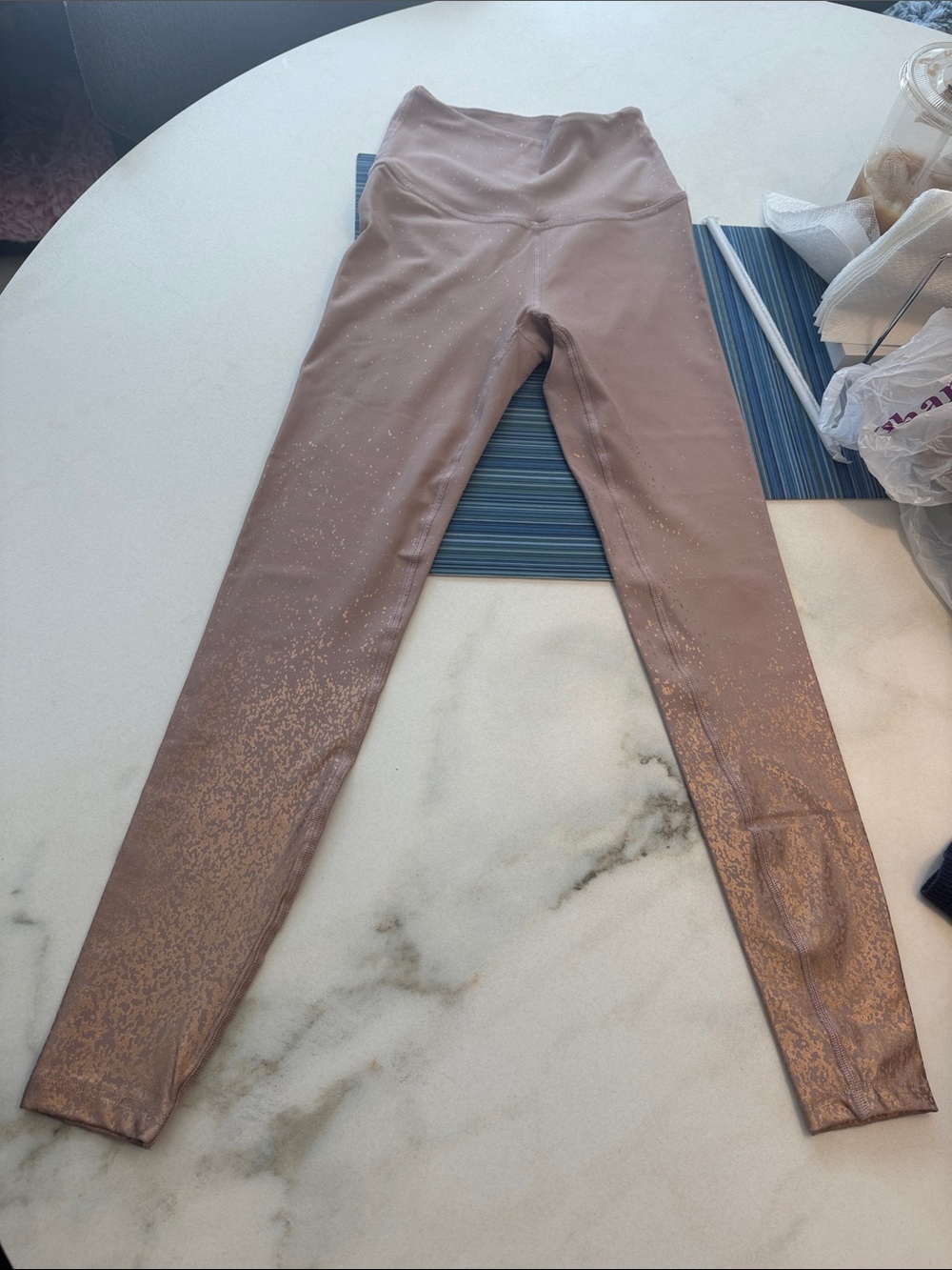 Beyond Yoga  Metallic Mauve Leggings with Shimmer